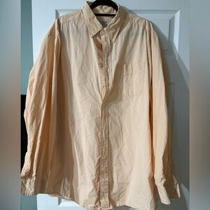 LL Bean Men’s XL Tall 100% Cotton button down shirt yellow and white plaid EUC